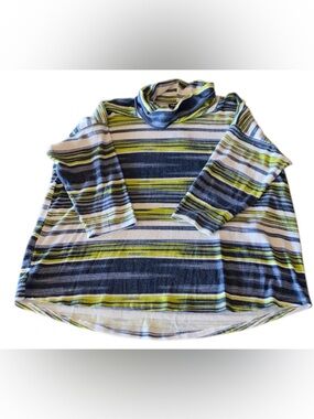 Bobeau Pull Over Modern Striped Top 2X